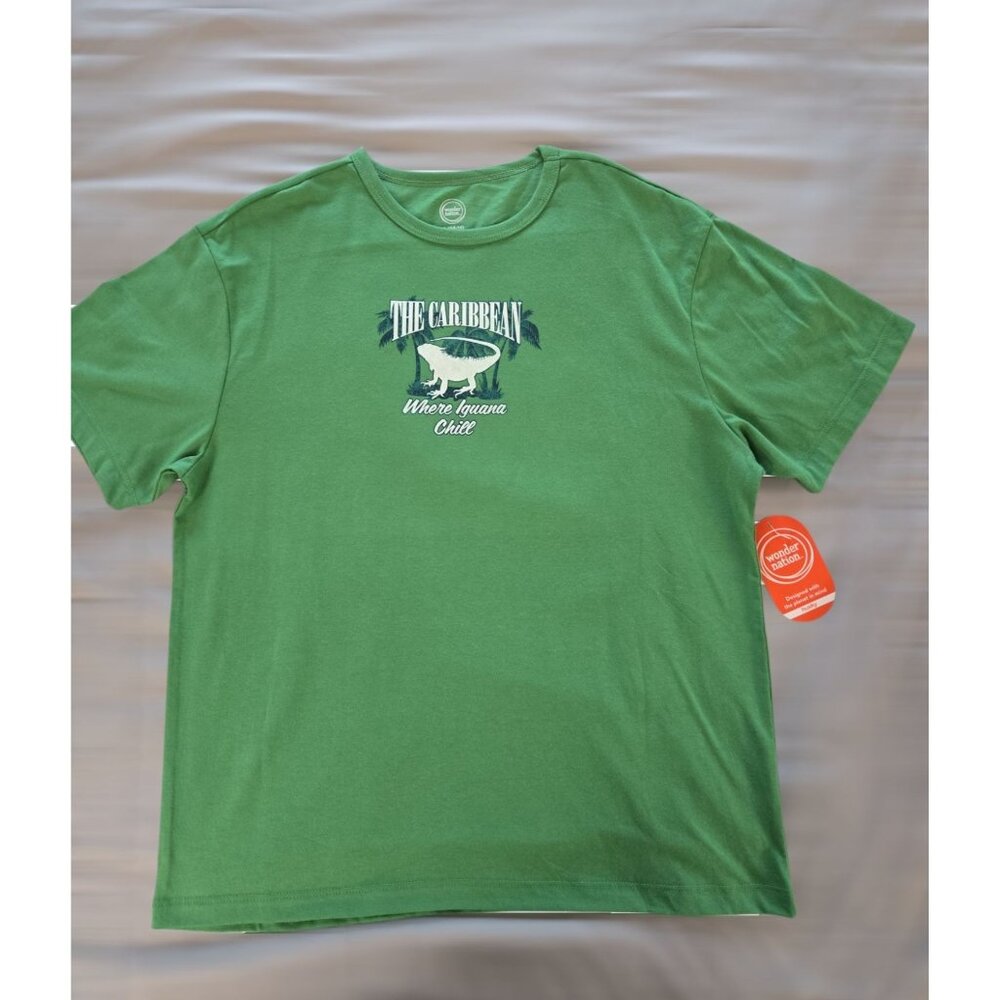 “Where Iguana Chill” Pun Graphic Tee – Funny Tropical Caribbean Shirt - XL 14-16